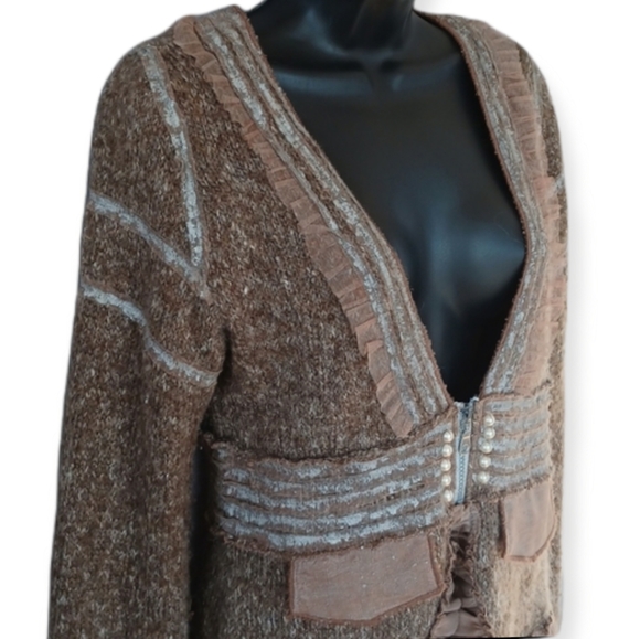 Boho funky feminine Oatmeal Beige Sweater Size M - Picture 10 of 10